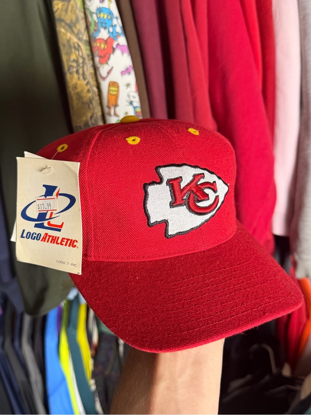 Vintage Logo Athletics Kansas City Chiefs Snapback Hat Mens OSFA Plain Logo NWT